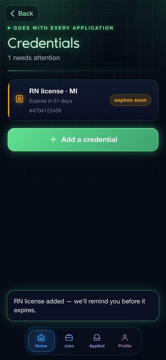 Credentials with an expiry warning